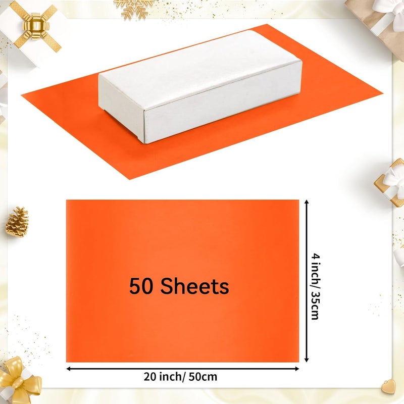 Hlonon 50 Sheets Orange Tissue Paper for Gift Bags - 14 x 20 Inches Recyclable Orange Wrapping Paper for Weddings Birthday DIY Project Christmas Halloween Thanksgiving Gift Wrapping Crafts Decor - Image 2